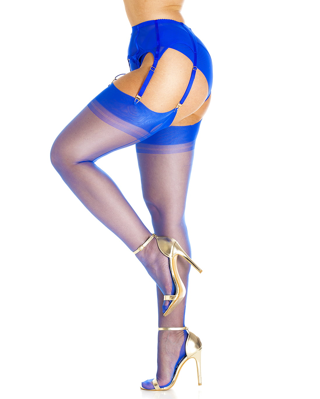 Sapphire Seduction - Fully Fashioned Atlanta Heel Stockings
